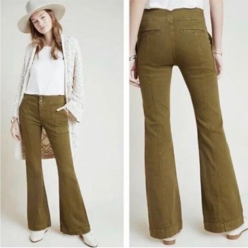 Anthropologie Pilcro and the Letterpress Olive Utility High Rise Trouser Pants